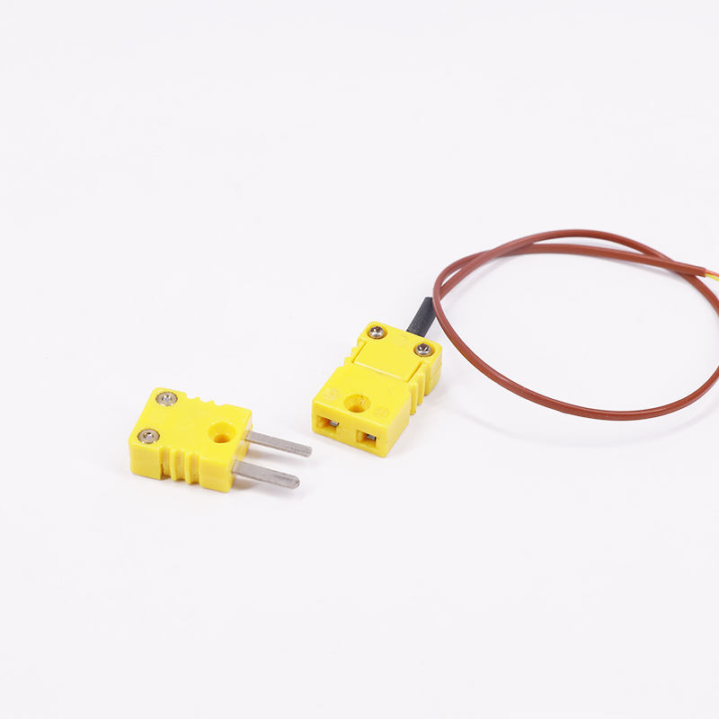 茶色の PTFE シース温度測定直接接触 K タイプ センサー用の熱電対プラグ付き 2 線式熱電対延長ケーブル