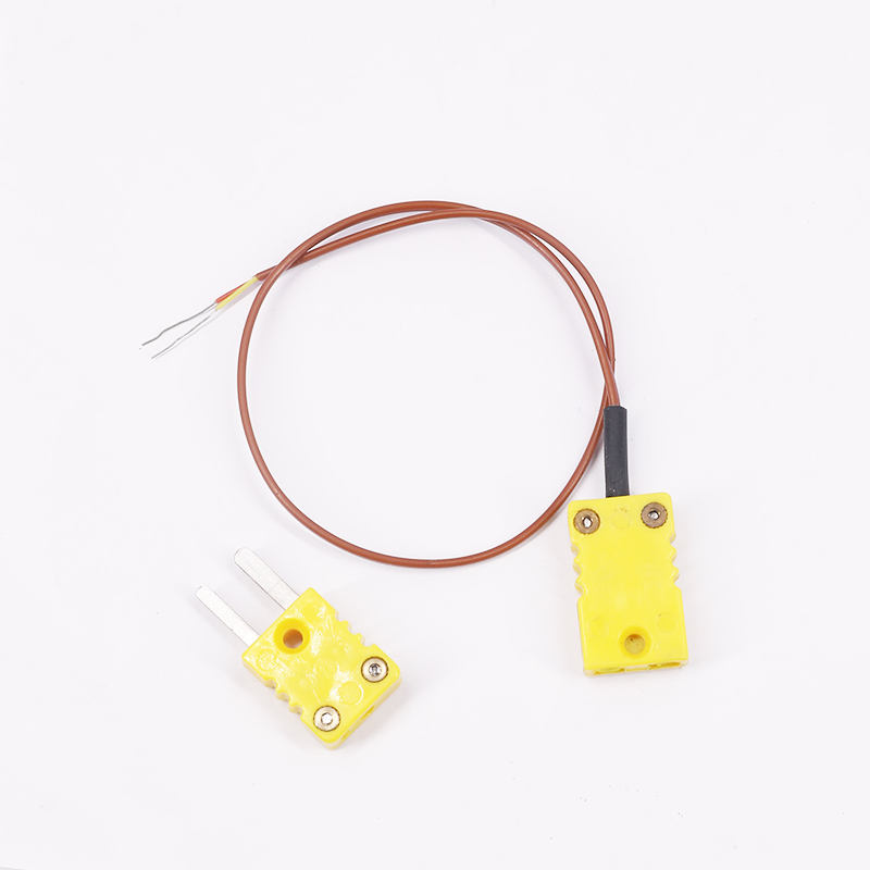茶色の PTFE シース温度測定直接接触 K タイプ センサー用の熱電対プラグ付き 2 線式熱電対延長ケーブル