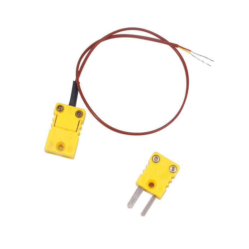 茶色の PTFE シース温度測定直接接触 K タイプ センサー用の熱電対プラグ付き 2 線式熱電対延長ケーブル
