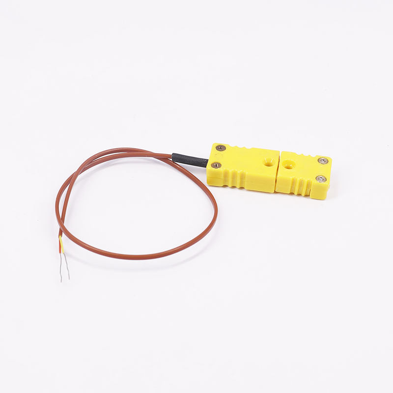 茶色の PTFE シース温度測定直接接触 K タイプ センサー用の熱電対プラグ付き 2 線式熱電対延長ケーブル